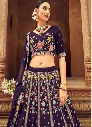 Purple Colour Georgette Lehenga Choli