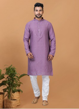 Purple Cotton Kurta Pyjama