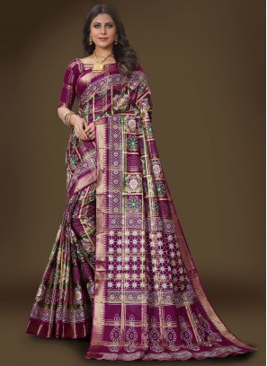 Purple Cotton Sangeet Trendy Saree