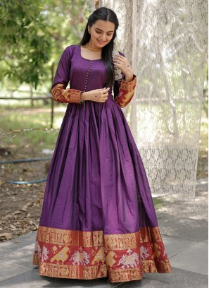 Purple Cotton Weaving Gown 