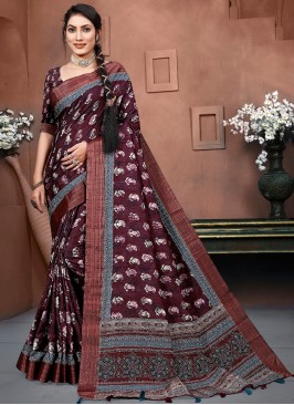 Purple Digital Print Festival Trendy Saree