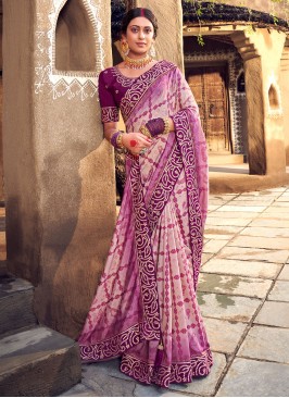 Purple Digital Print Saree