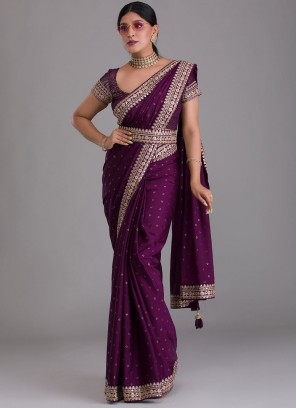 Purple Dori Work Party Trendy Saree