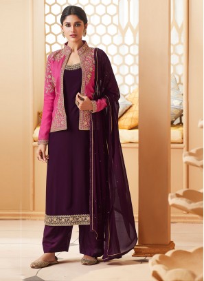 Purple Embroidered Ceremonial Jacket Style Suit