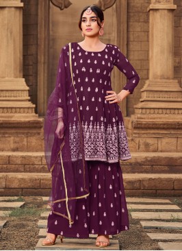 Purple Embroidered Festival Designer Pakistani Salwar Suit