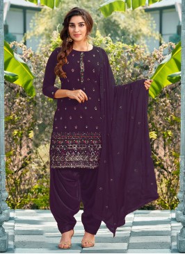 Purple Embroidered Festival Salwar Kameez