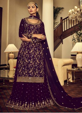 Purple Embroidered Festival Trendy Lehenga Choli