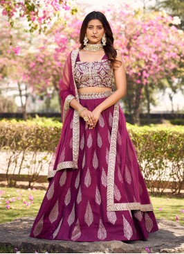 Purple Embroidered Readymade Lehenga Choli