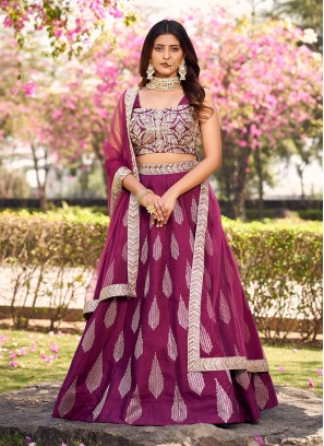 Purple Embroidered Readymade Lehenga Choli