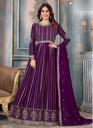 Purple Engagement Anarkali Salwar Kameez