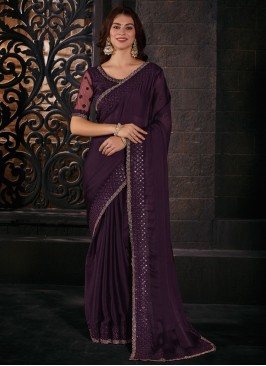 Purple Engagement Classic Saree