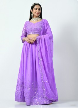 Purple Engagement Faux Georgette Lehenga Choli