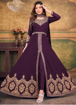 Purple Engagement Long Length Salwar Kameez