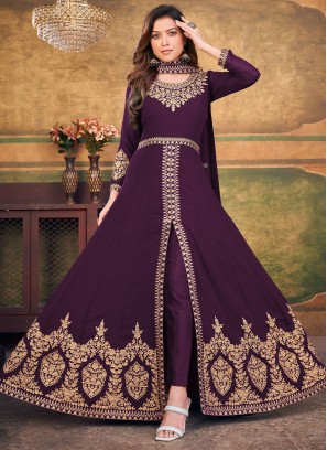 Purple Engagement Long Length Salwar Kameez
