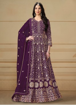 Purple Faux Georgette Salwar Kameez