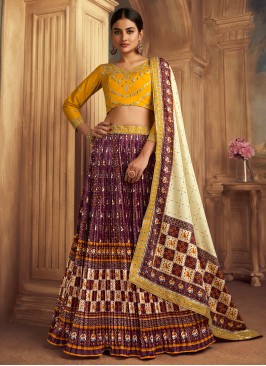 Purple Festival Silk Trendy A Line Lehenga Choli