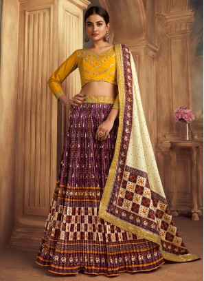 Purple Festival Silk Trendy A Line Lehenga Choli