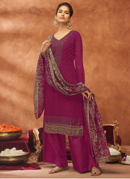 Purple Georgette Diamond Trendy Salwar Suit