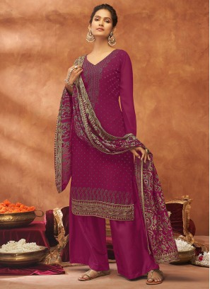 Purple Georgette Diamond Trendy Salwar Suit