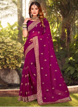 Purple Georgette Festival Classic Saree