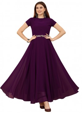 Purple Georgette Festival Readymade Gown