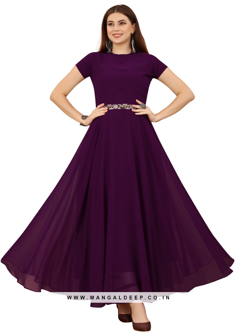 grape-colored A-line dress- Yoli | Kulina® – KULINA