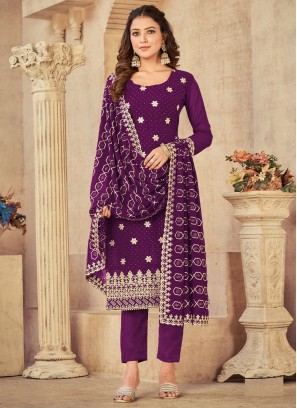 Purple Georgette Party Salwar Suit