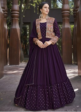 Purple Georgette Wedding Gown 