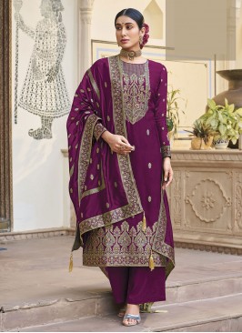 Purple Gota Work Palazzo Salwar Suit