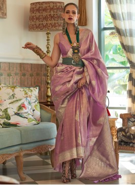 Purple Handloom silk Saree