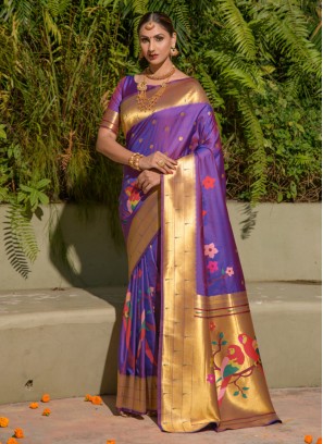 Purple Jacquard Work Trendy Saree