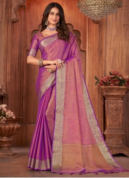 Purple Khadi Silk Festival Saree