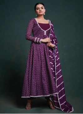 Purple Party Organza Readymade Salwar Kameez