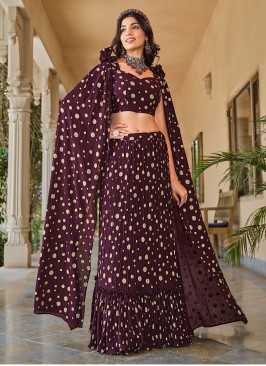 Purple Printed Trendy Lehenga Choli