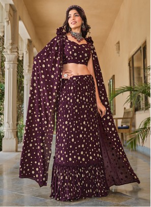 Purple Printed Trendy Lehenga Choli