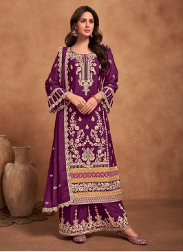 Purple Reception Readymade Salwar Suit