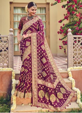 Purple Resham Wedding Classic Saree