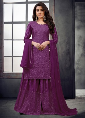 Purple Sequins Designer Salwar Suit
