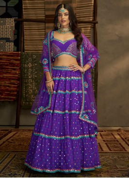 Purple Sequins Lehenga Choli