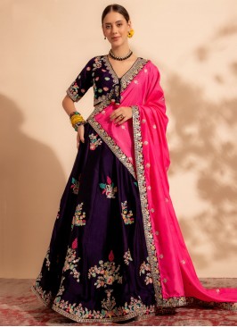 Purple Sequins Readymade Lehenga Choli