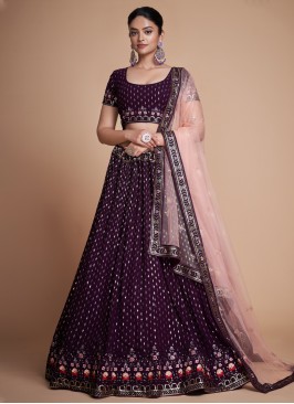 Purple Sequins Sangeet Lehenga Choli