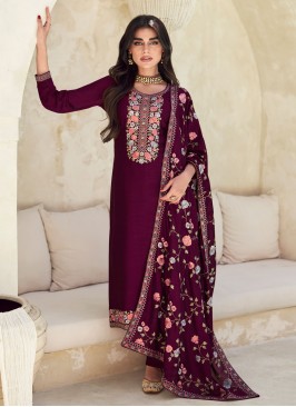 Purple Silk Engagement Trendy Salwar Suit