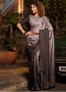 Purple Swarovski Classic Saree