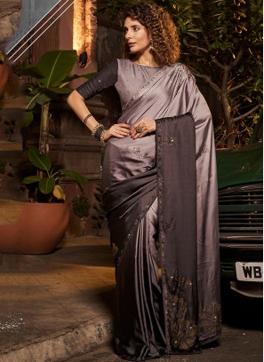 Purple Swarovski Classic Saree