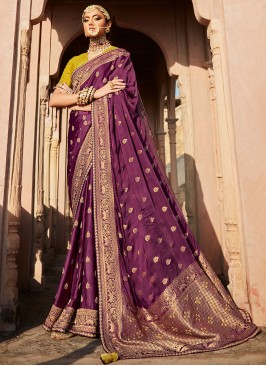 Purple Weaving Classic Designer Saree