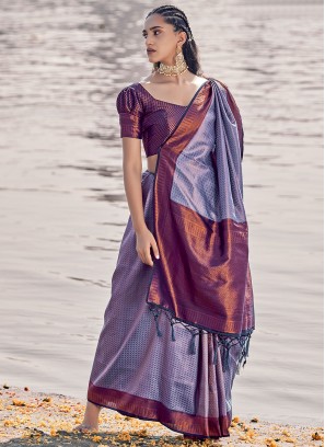 Purple Weaving Classic Saree