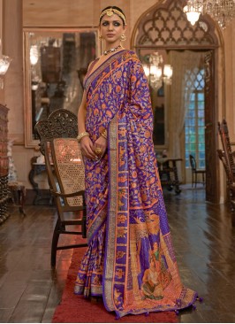 Purple Weaving Patola Silk  Classic Saree