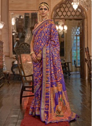 Purple Weaving Patola Silk  Classic Saree