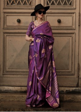 Purple Weaving Trendy Saree