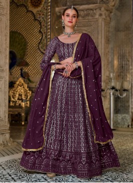 Purple Wedding A Line Lehenga Choli